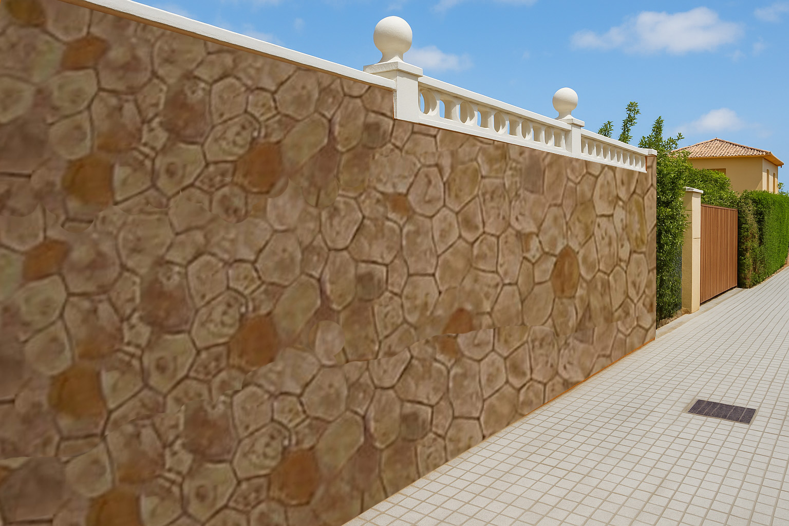 Fachada con acabado vertical imitación ladrillo
