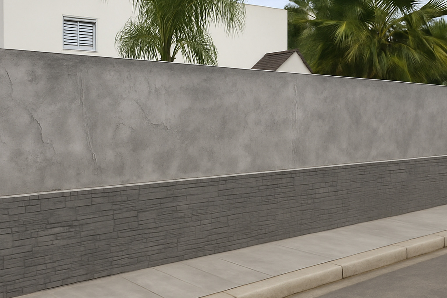 Muro con hormigón impreso vertical estilo piedra